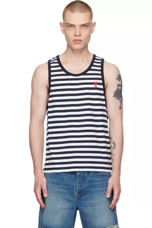 Ami Men Tank Tops - Navy Striped Tank Top