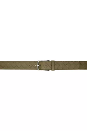 Bottega Veneta Men Belts - Khaki Intrecciato Belt
