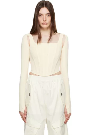 DION LEE Women Tank Tops - Beige Pointelle Tank Top