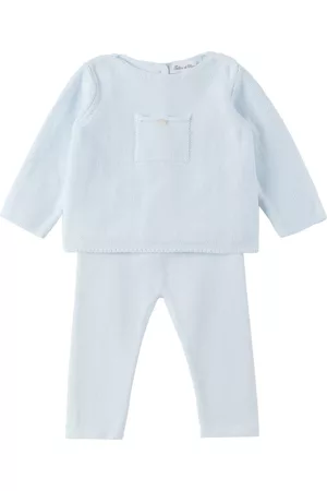 Tartine Et Chocolat Long Sleeved T-Shirts - Baby Blue Pocket Long Sleeve T-Shirt & Leggings Set
