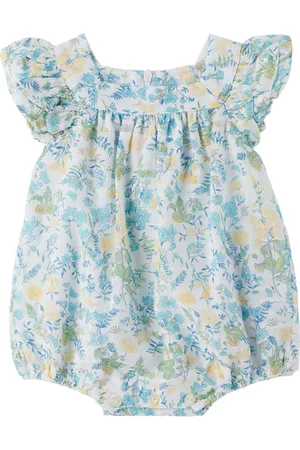 Tartine Et Chocolat Baby Rompers - Baby White & Blue Floral Romper