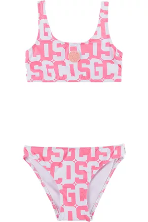GCDS Girls Bikinis - Kids Pink & White Monogram Bikini