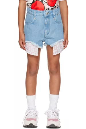 GCDS Shorts - Kids Blue Frayed Shorts