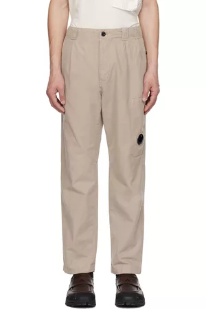C.P. Company Men Twill Cargo Pants - Beige Garment-Dyed Cargo Pants