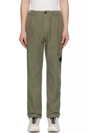 C.P. Company Men Twill Cargo Pants - Green Garment-Dyed Cargo Pants