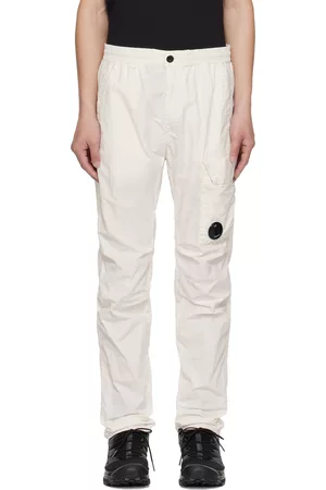 C.P. Company Men Sweatpants - White Garment-Dyed Sweatpants