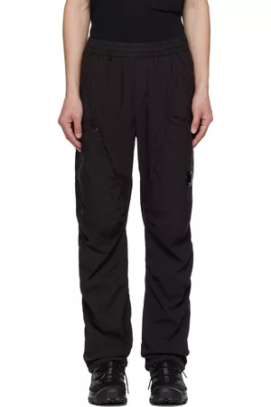 C.P. Company Men Cargo Pants - Black Garment-Dyed Cargo Pants