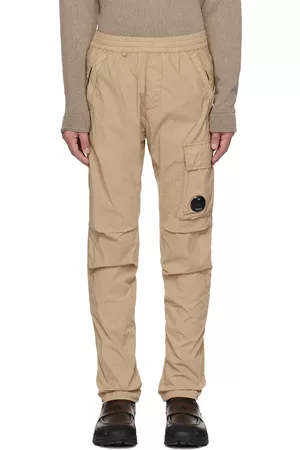 C.P. Company Men Cargo Pants - Beige Garment-Dyed Cargo Pants