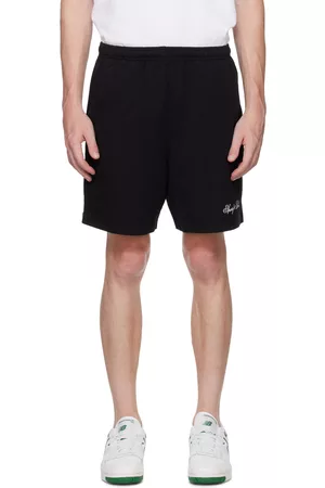 Sporty & Rich Men Sports Shorts - Black Cursive Gym Shorts