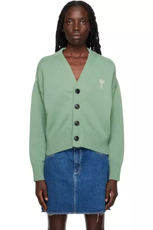 Ami Women Sweatshirts - SSENSE Exclusive Green Ami de Cœur Cardigan
