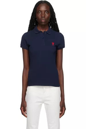 Ami Women Polo T-Shirts - Navy Ami de Cœur Polo