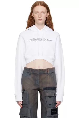OFF-WHITE Women Hoodies - White Bling Baseball Hoodie