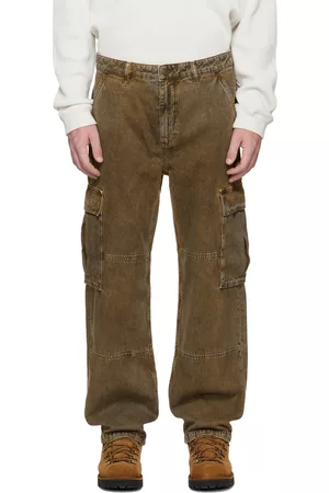 Guess Men Twill Cargo Pants - Brown Faded Cargo Pants