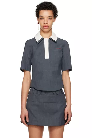 Shushu/Tong Women Polo T-Shirts - SSENSE Work Capsule – Gray Double Collar Polo