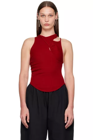 SELASI Women Ruched Tank Tops - Red Ruched Tank Top