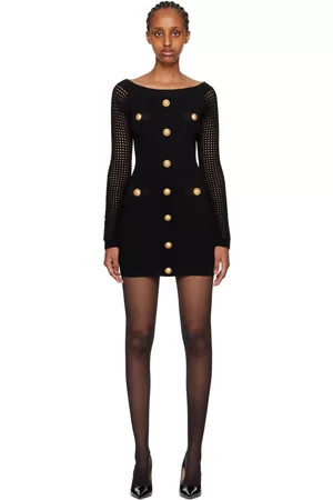 Balmain Women Strapless Dresses - Black Off-The-Shoulder Minidress