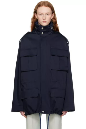 Ami Women Twill Jackets - Navy Hooded Jacket