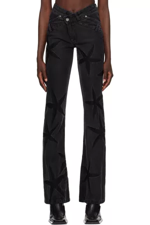Masha Popova Women Stretch Jeans - Black Night Flowers Jeans