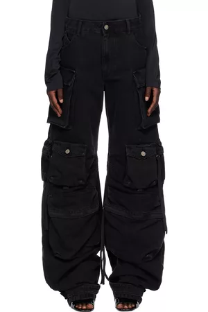 The Attico Women Cargo Pants - Black Fern Denim Cargo Pants