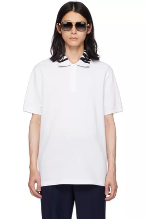 Moschino Men Polo T-Shirts - White Jacquard Polo