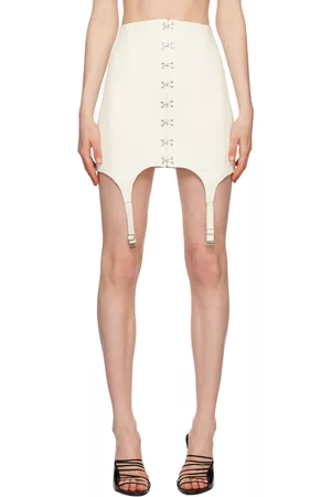 DION LEE Women Corsets - Off-White Corset Garter Miniskirt