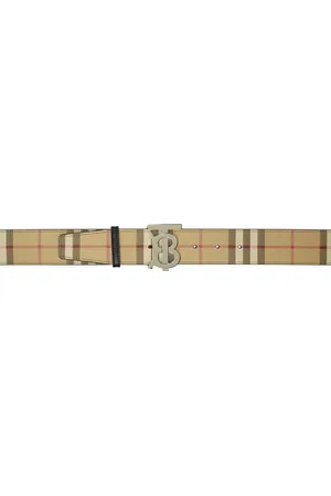 Check and Leather Reversible TB Belt in Archive Beige/gold - Men |  Burberry® Official