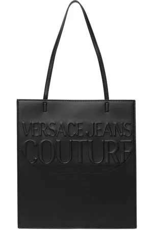 Versace Jeans Couture Black Snake Skin Embossed Small Tote Bag