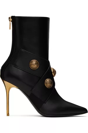 Balmain Roni Monogram Ankle Boots In Beige