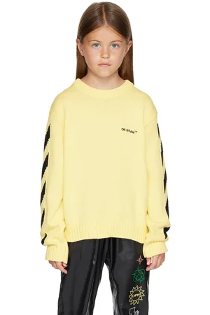 Versace Kids Yellow Monogram Jacquard Sweater In Yellow Multicolor