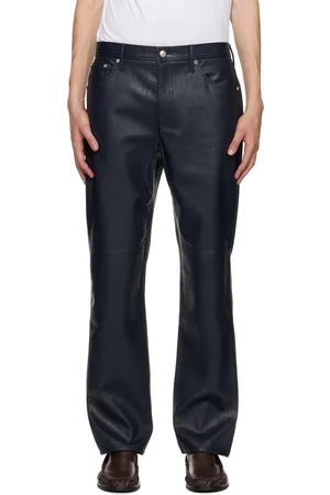 Leather Pants in the color Blue for men | FASHIOLA.com