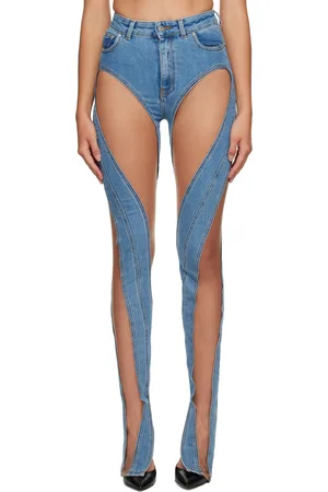 Mugler Denim Low Waist baggy Spiral Jeans in Pink