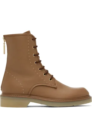 BROWN MONOGRAM CHUNKY SOLE COMBAT BOOT