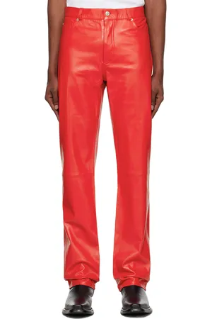 Mens leather fringe on sale pants