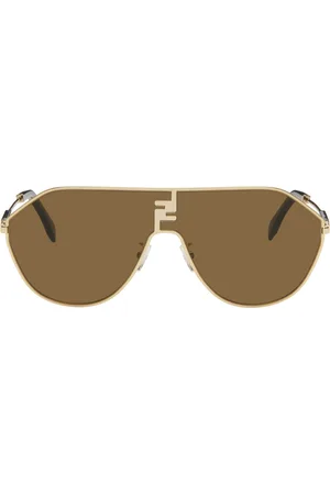 Fendi O'lock Oversized Acetate Sunglasses In Brown Gold