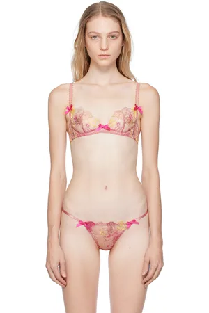 Buy Agent Provocateur Molly Leavers Lace-trimmed Stretch-silk Satin Underwi  Bra - Pink At 70% Off