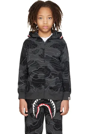 BAPE Kids Khaki & Purple Camo Shark Hoodie