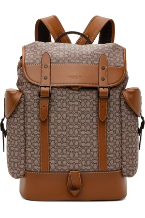 Coach Men's Leather Hitch Backpack 13 in Micro Signature Jacquard -  Green - Size