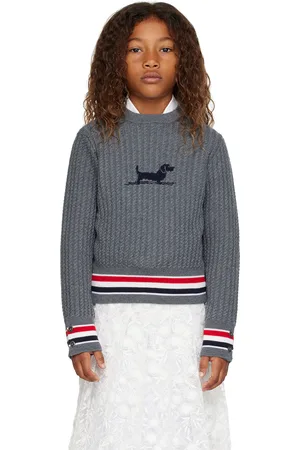 Thom Browne Kids button-up chunky-knit cardigan - Blue