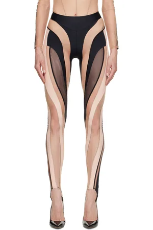 Mugler Purple & Beige Spiral Leggings Mugler