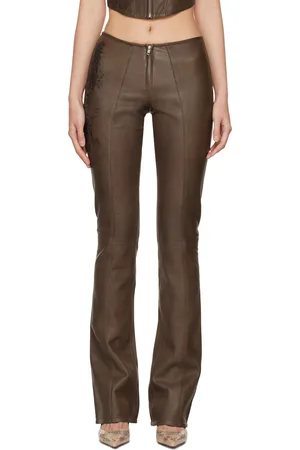 Sublime faux leather flared pants in brown - S Max Mara