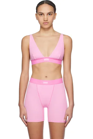 Buy Calvin Klein Logo Printed Square Neck Cotton Bralette In Pink