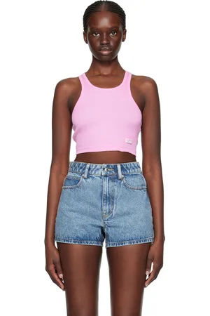 Alexander Wang Blue Cropped Tank Top In Baby Blue