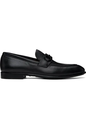 FERRAGAMO: Fort moccasins in grained leather - Black