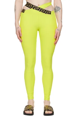 American Apparel Neon Yellow Nylon Lycra Leggings Pants - Size S - Zip  Sides New