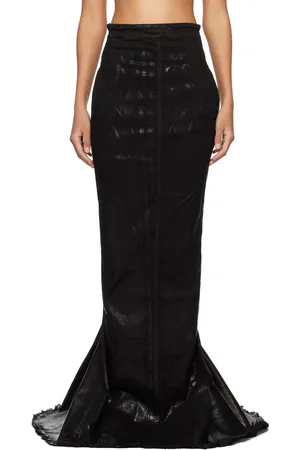 Rick Owens front-slit ruched maxi skirt - Black