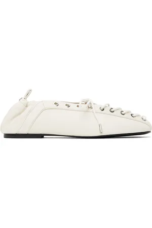Ganni Off-White Lace-Up Ballerina Flats