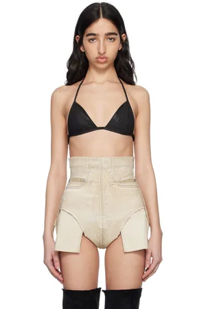 Rick Owens Black Hollywood Overdyed Denim Bra
