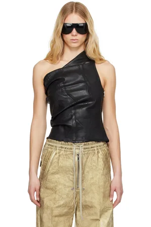 Rick Owens Black Hollywood Athena Cropped Denim Top