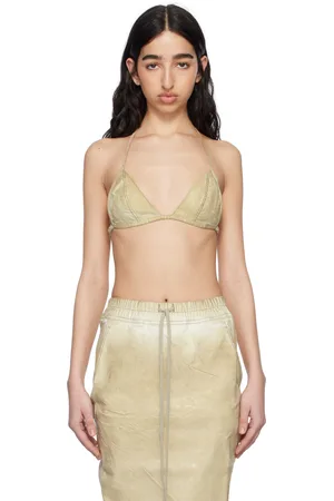 Rick Owens Beige Hollywood Overdyed Denim Bra