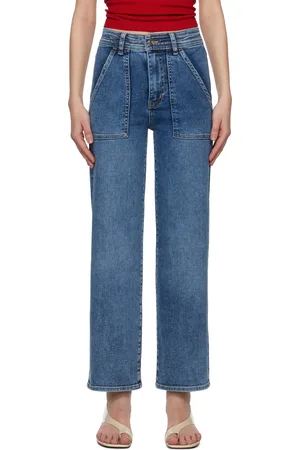 Frame Blue Trapunto Straight Jeans